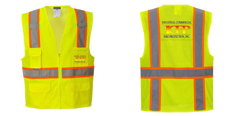 Custom Yellow Class 2 Safety Vest with Cooling Mesh Back
