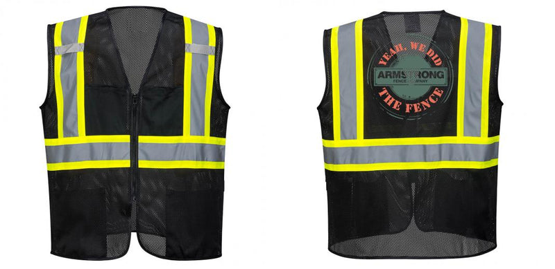 Custom Black Safety Vest Reflective High Visibility with Pockets