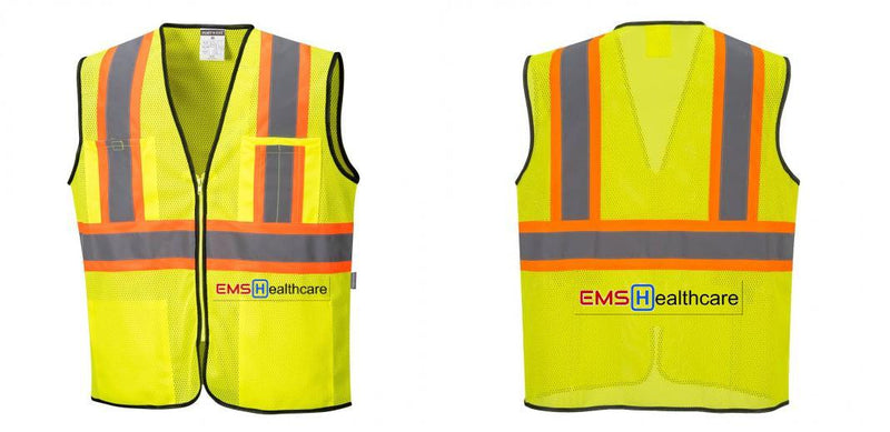 Custom Yellow Mesh Class 2 Reflective Safety Vest with Pockets