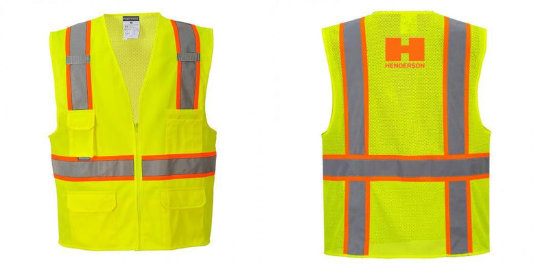 Custom Yellow Class 2 Safety Vest with Cooling Mesh Back