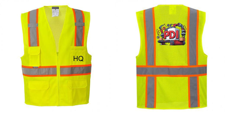 Custom Yellow Class 2 Safety Vest with Cooling Mesh Back