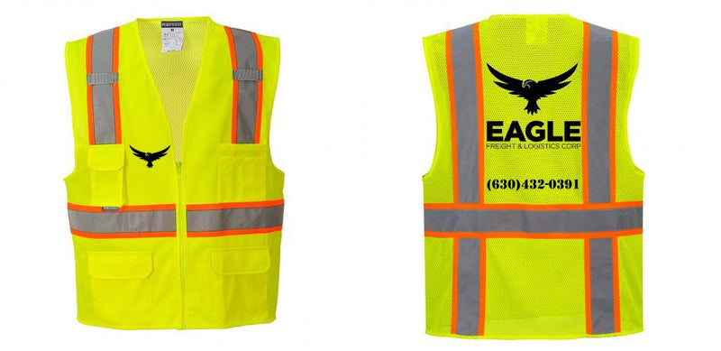 Custom Yellow Class 2 Safety Vest with Cooling Mesh Back