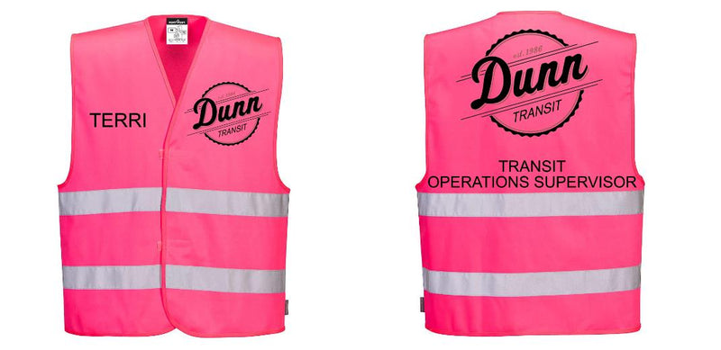 Custom PINK Safety Vest Reflective Hi-Vis Work and Event Style Vest