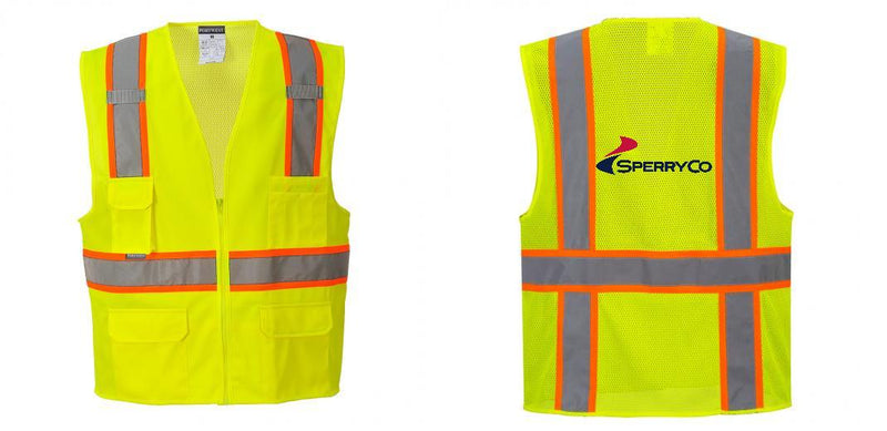 Custom Yellow Class 2 Safety Vest with Cooling Mesh Back