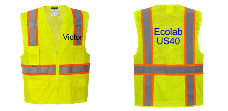 Custom Yellow Class 2 Safety Vest with Cooling Mesh Back