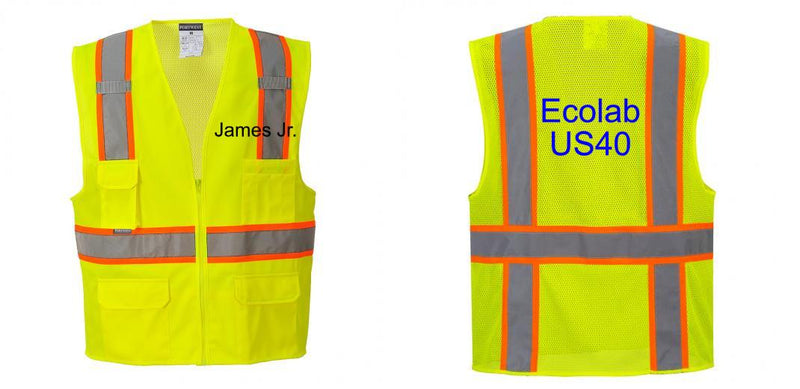 Custom Yellow Class 2 Safety Vest with Cooling Mesh Back