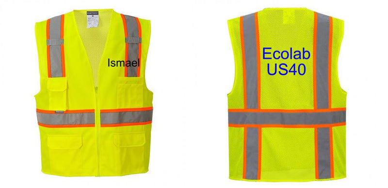 Custom Yellow Class 2 Safety Vest with Cooling Mesh Back