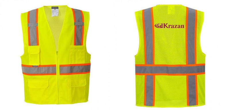 Custom Yellow Class 2 Safety Vest with Cooling Mesh Back