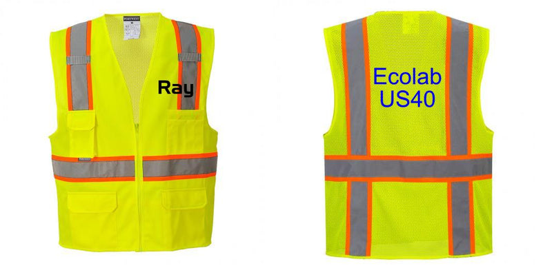 Custom Yellow Class 2 Safety Vest with Cooling Mesh Back