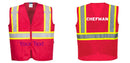 Custom RED Safety Vest Reflective High Visibility with Pockets
