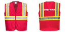 Custom RED Safety Vest Reflective High Visibility with Pockets