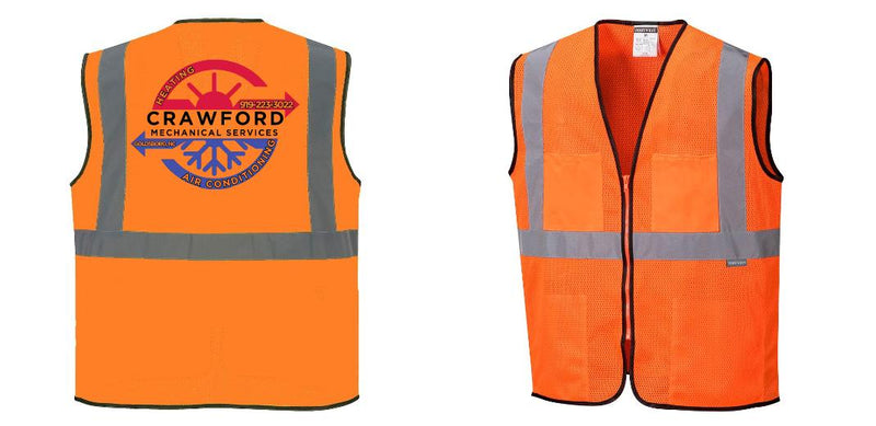 Custom Lightweight High Visibility ORANGE Tampa Mesh Vest