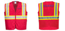 Custom RED Safety Vest Reflective High Visibility with Pockets
