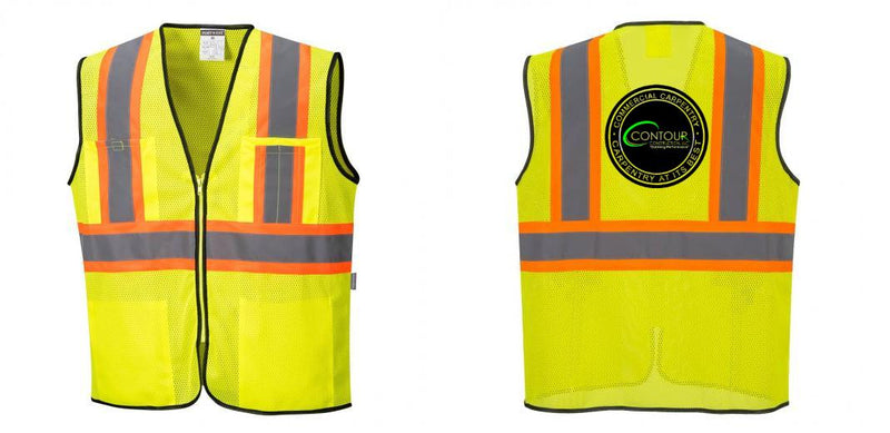 Custom Yellow Mesh Class 2 Reflective Safety Vest with Pockets