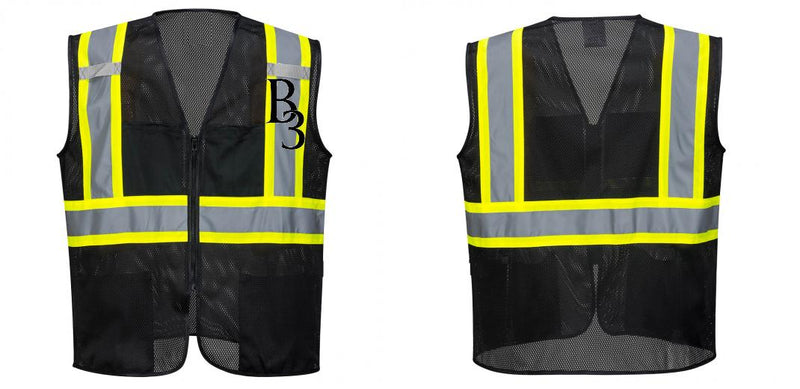 Black Safety Vest | Reflective High Visibility with Pockets