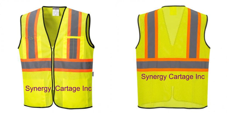 Custom Yellow Mesh Class 2 Reflective Safety Vest with Pockets