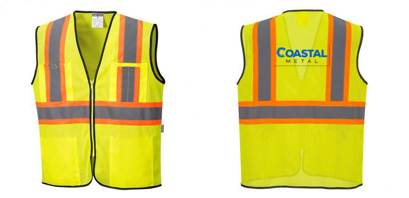 Custom Yellow Mesh Class 2 Reflective Safety Vest with Pockets