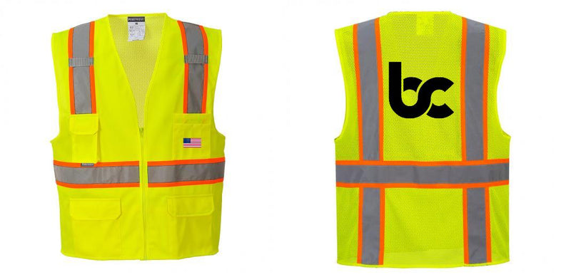 Custom Yellow Class 2 Safety Vest with Cooling Mesh Back