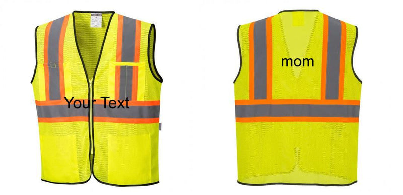 Custom Yellow Mesh Class 2 Reflective Safety Vest with Pockets