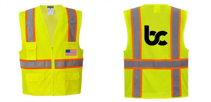 Custom Yellow Class 2 Safety Vest with Cooling Mesh Back