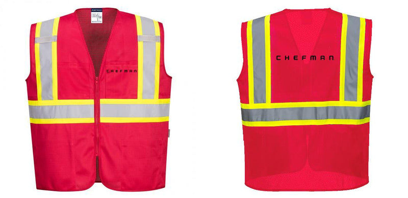Custom RED Safety Vest Reflective High Visibility with Pockets