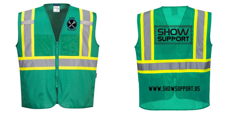 Custom Green Safety Vest Reflective High Visibility with Pockets