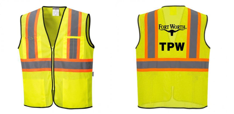 Custom Yellow Mesh Class 2 Reflective Safety Vest with Pockets