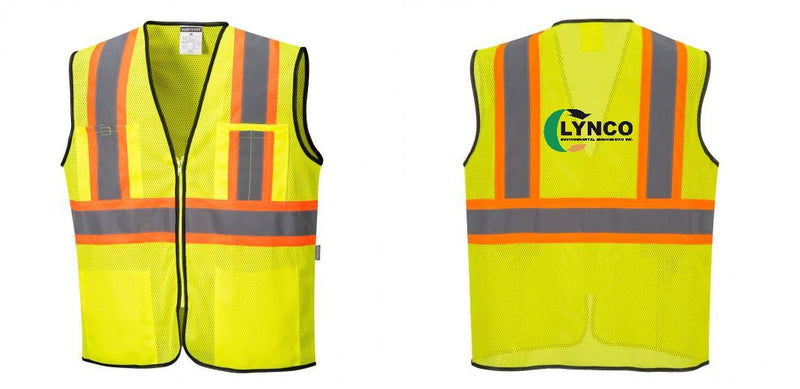 Custom Yellow Mesh Class 2 Reflective Safety Vest with Pockets