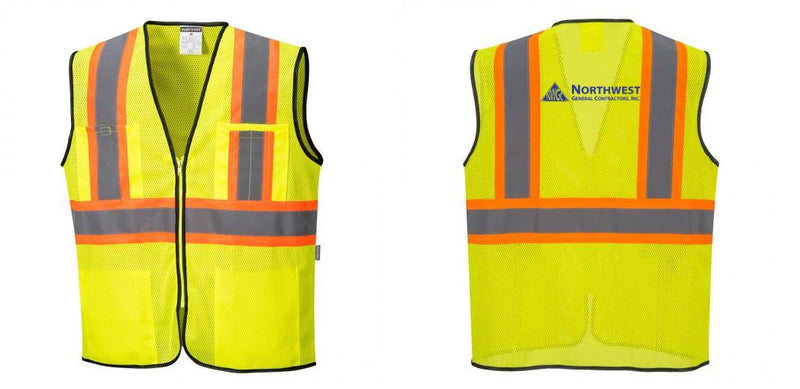 Custom Yellow Mesh Class 2 Reflective Safety Vest with Pockets