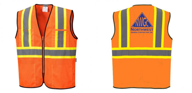 Mesh Class 2 Safety Vest with Pockets Hi Vis Reflective