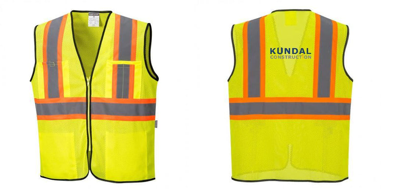 Custom Yellow Mesh Class 2 Reflective Safety Vest with Pockets