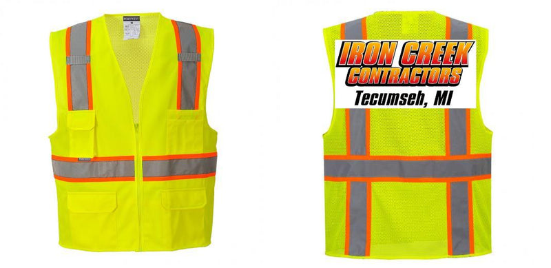 Custom Yellow Class 2 Safety Vest with Cooling Mesh Back