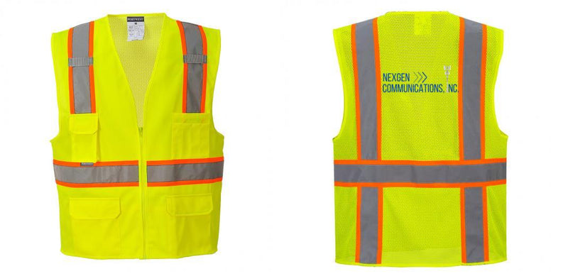 Custom Yellow Class 2 Safety Vest with Cooling Mesh Back