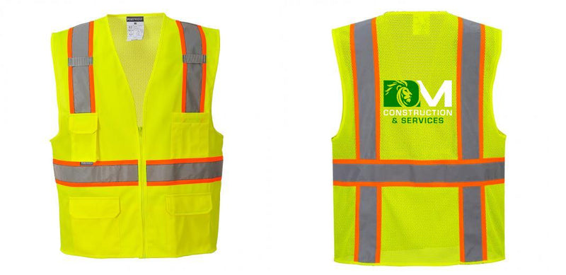 Custom Yellow Class 2 Safety Vest with Cooling Mesh Back