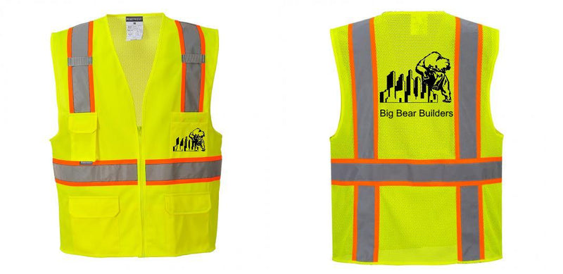 Custom Yellow Class 2 Safety Vest with Cooling Mesh Back