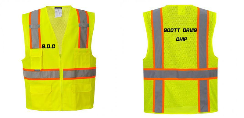 Custom Yellow Class 2 Safety Vest with Cooling Mesh Back