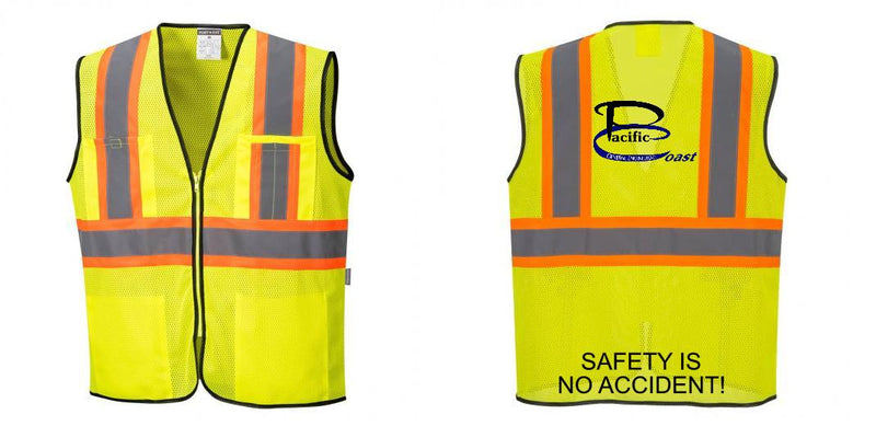 Custom Yellow Mesh Class 2 Reflective Safety Vest with Pockets