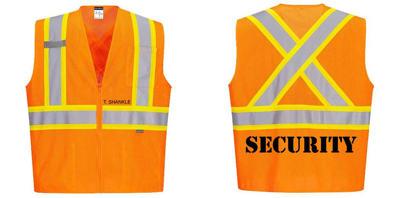 Custom X-Back ORANGE Mesh Contrast Tape Vest