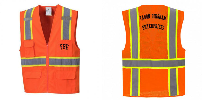 Custom Orange Class 2 Safety Vest with Cooling Mesh Back