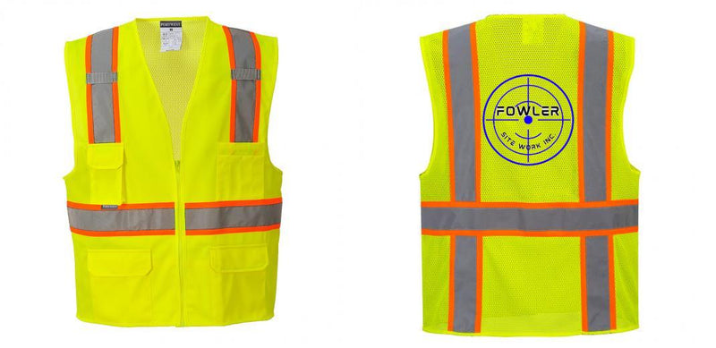 Custom Yellow Class 2 Safety Vest with Cooling Mesh Back
