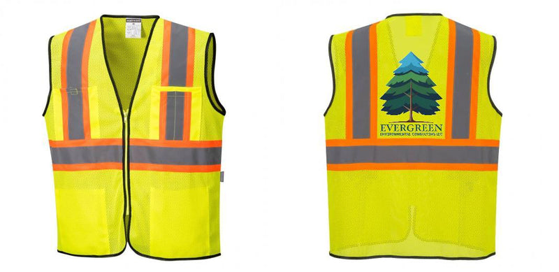 Custom Yellow Mesh Class 2 Reflective Safety Vest with Pockets