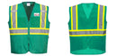Custom Green Safety Vest Reflective High Visibility with Pockets