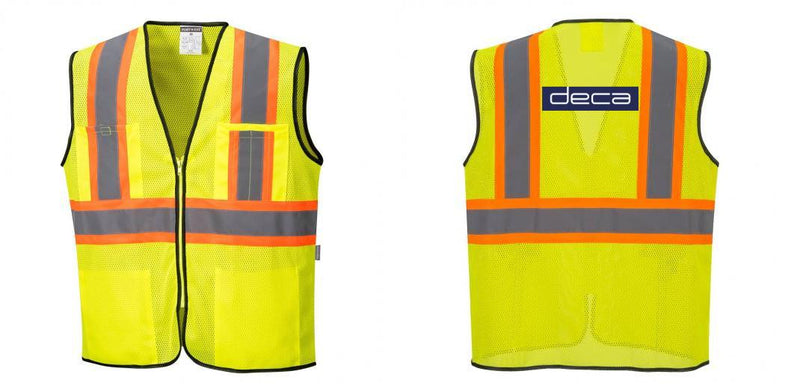 Custom Yellow Mesh Class 2 Reflective Safety Vest with Pockets