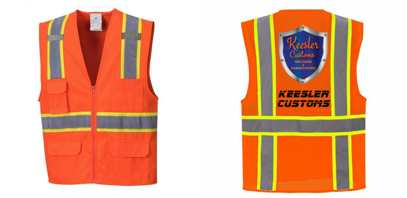 Custom Orange Class 2 Safety Vest with Cooling Mesh Back
