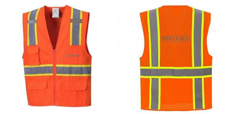 Custom Orange Class 2 Safety Vest with Cooling Mesh Back