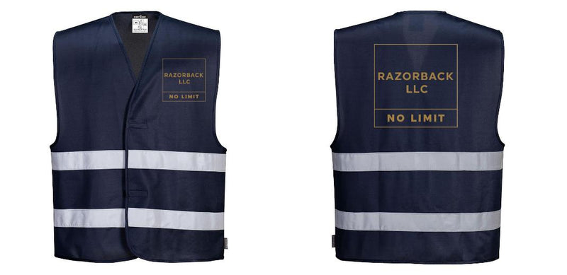 Navy Blue Reflective Hi Visibility Work and Event Style Vest