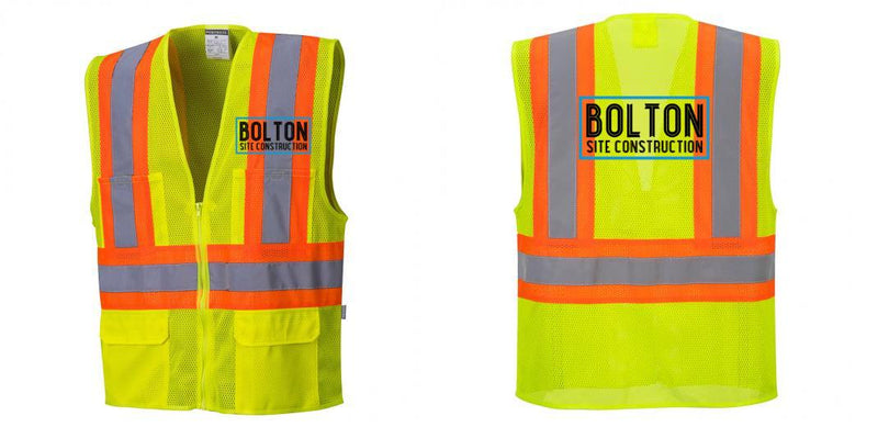 Custom Contrast High Visibility Full Mesh Yellow Safety Vest