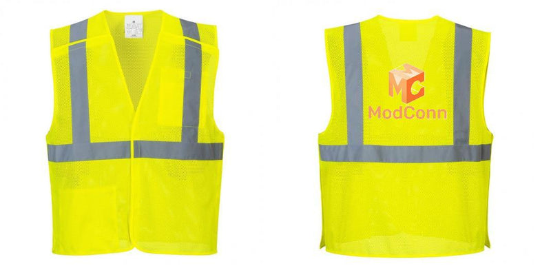 Custom Breakaway Class 2 Yellow Safety Vest Hi-Vis Reflective Breathable Mesh