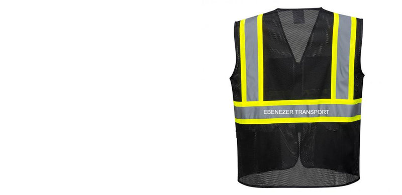 Custom Black Safety Vest Reflective High Visibility with Pockets