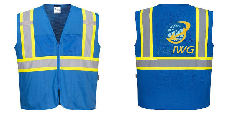 Custom Royal Blue Safety Vest Reflective High Visibility with Pockets